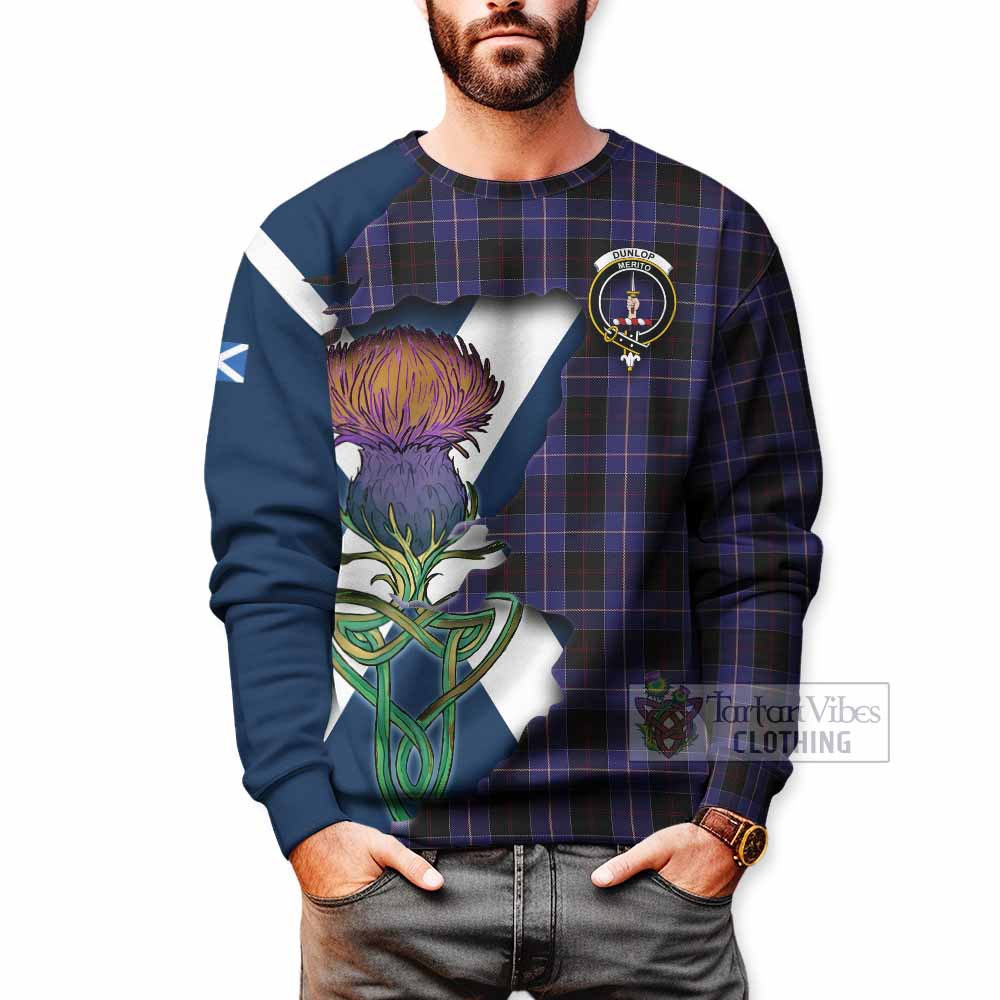 Dunlop Tartan Family Crest Sweatshirt Scottish Thistle Celtic Inspired - Tartan Vibes Clothing