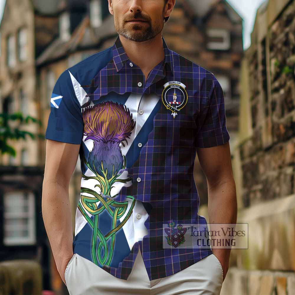 Dunlop Tartan Family Crest Hawaiian Shirt Scottish Thistle Celtic Inspired - Tartan Vibes Clothing