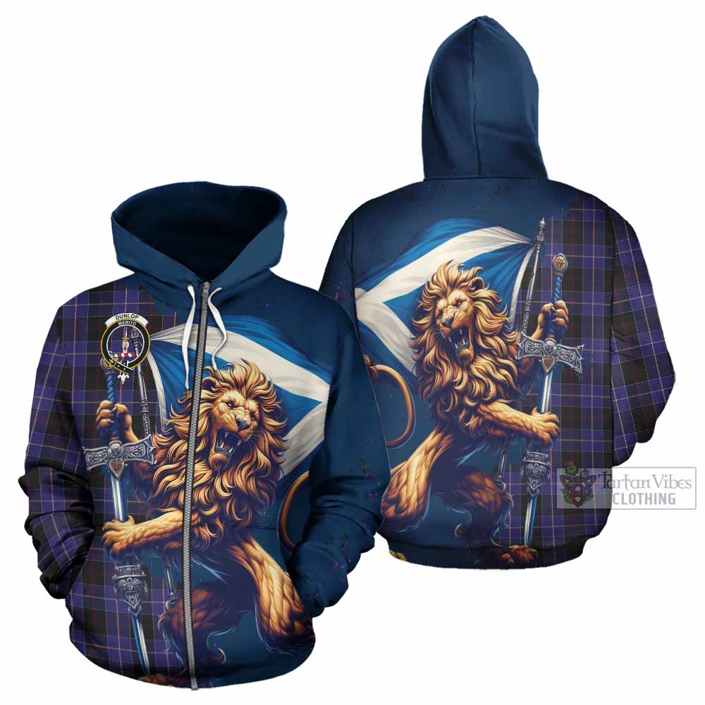 Dunlop Tartan Family Crest Hoodie with Scottish Majestic Lion