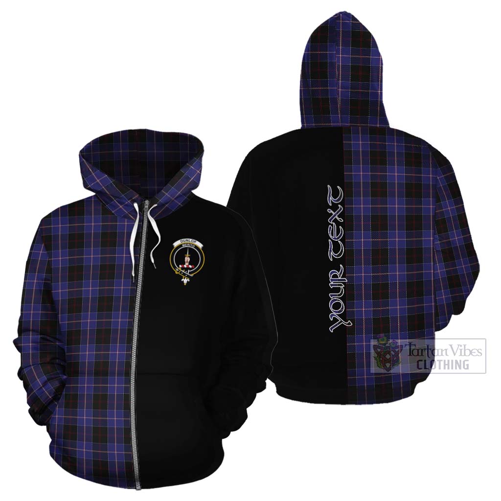 Tartan Vibes Clothing Dunlop Tartan Cotton Hoodie with Family Crest and Half Of Me Style