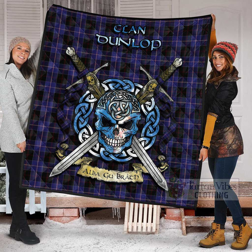 Tartan Vibes Clothing Dunlop Tartan Quilt with Celtic Skull Alba Gu Brath Style