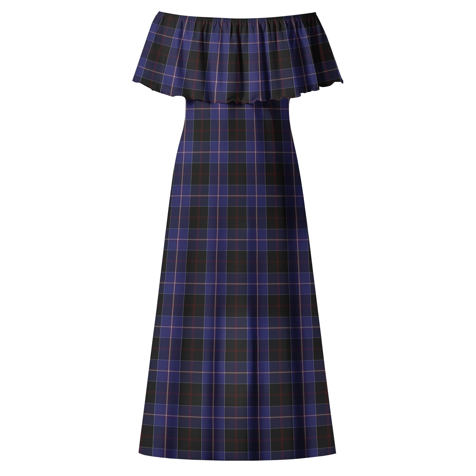 Dunlop Tartan Off Shoulder Long Dress - Tartanvibesclothing