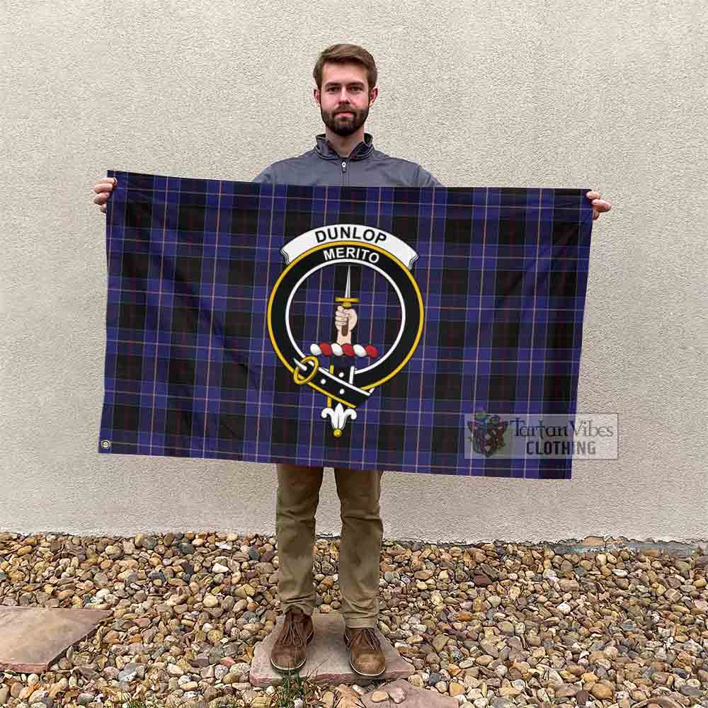 Tartan Vibes Clothing Dunlop Tartan House Flag with Family Crest