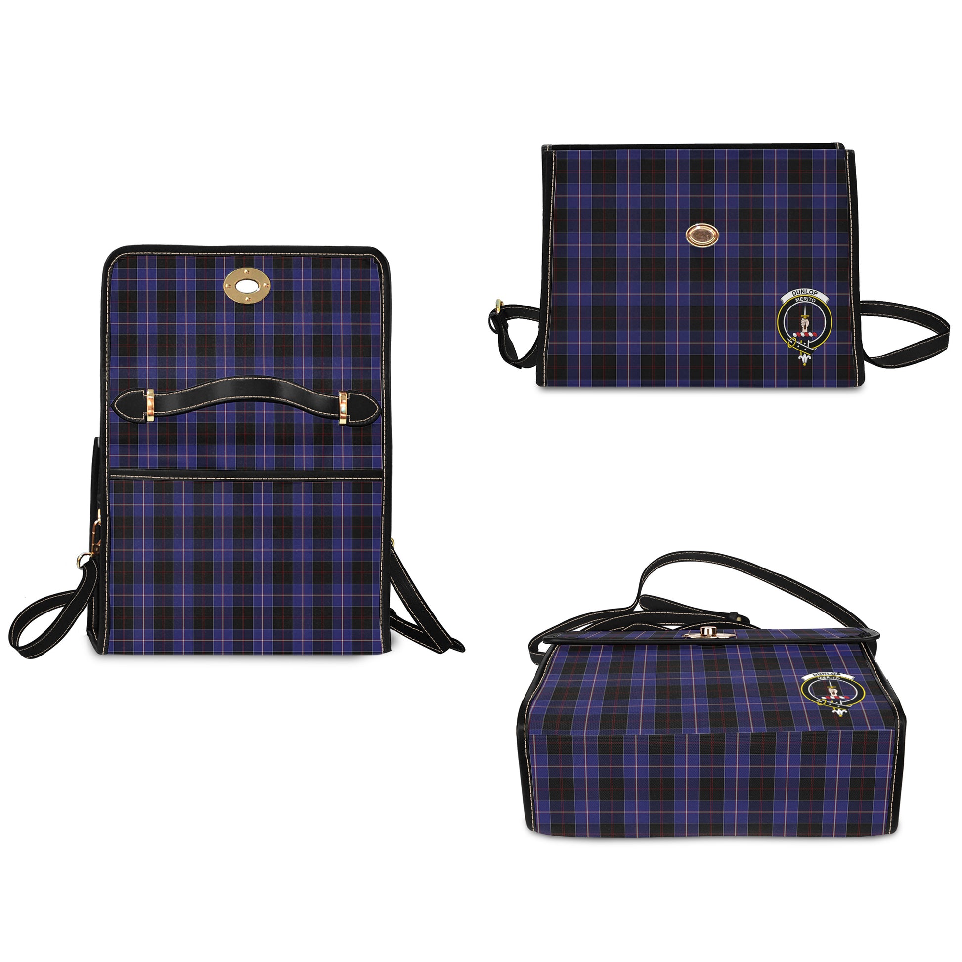 dunlop-tartan-leather-strap-waterproof-canvas-bag-with-family-crest