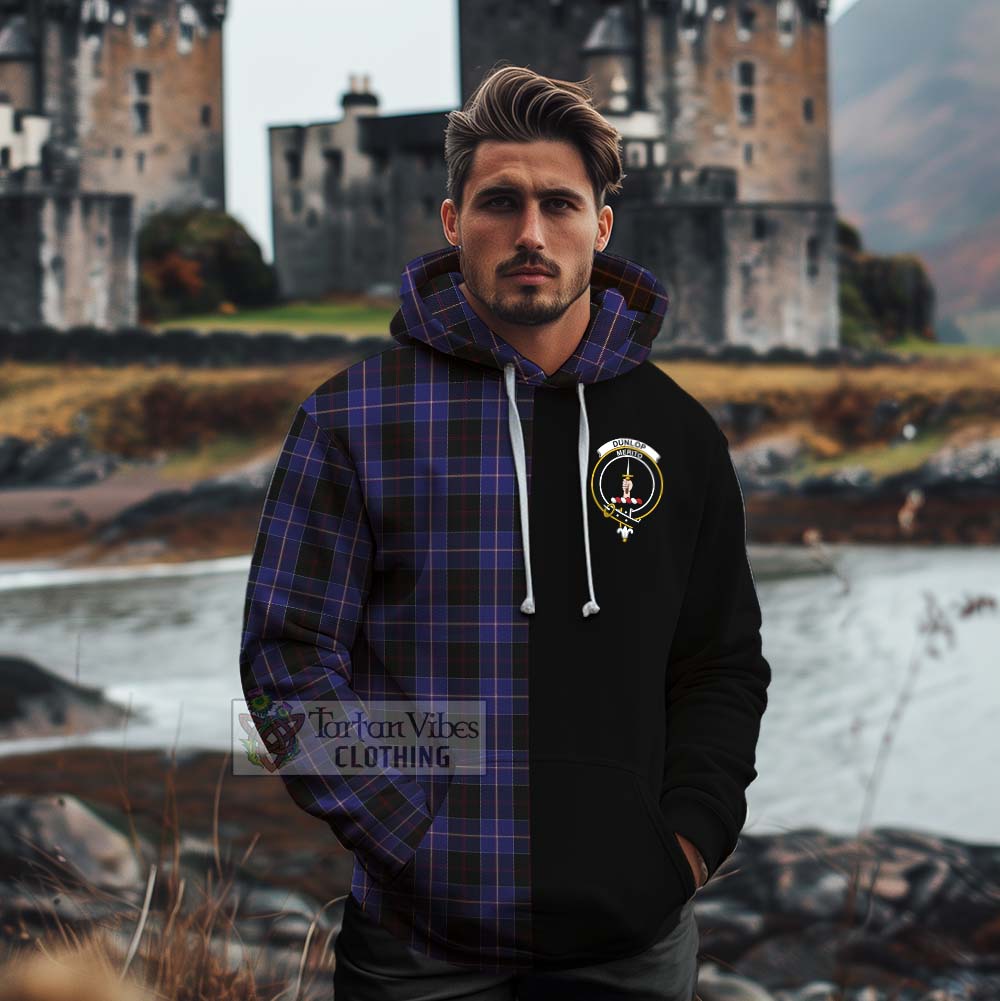 Tartan Vibes Clothing Dunlop Tartan Cotton Hoodie with Family Crest and Half Of Me Style