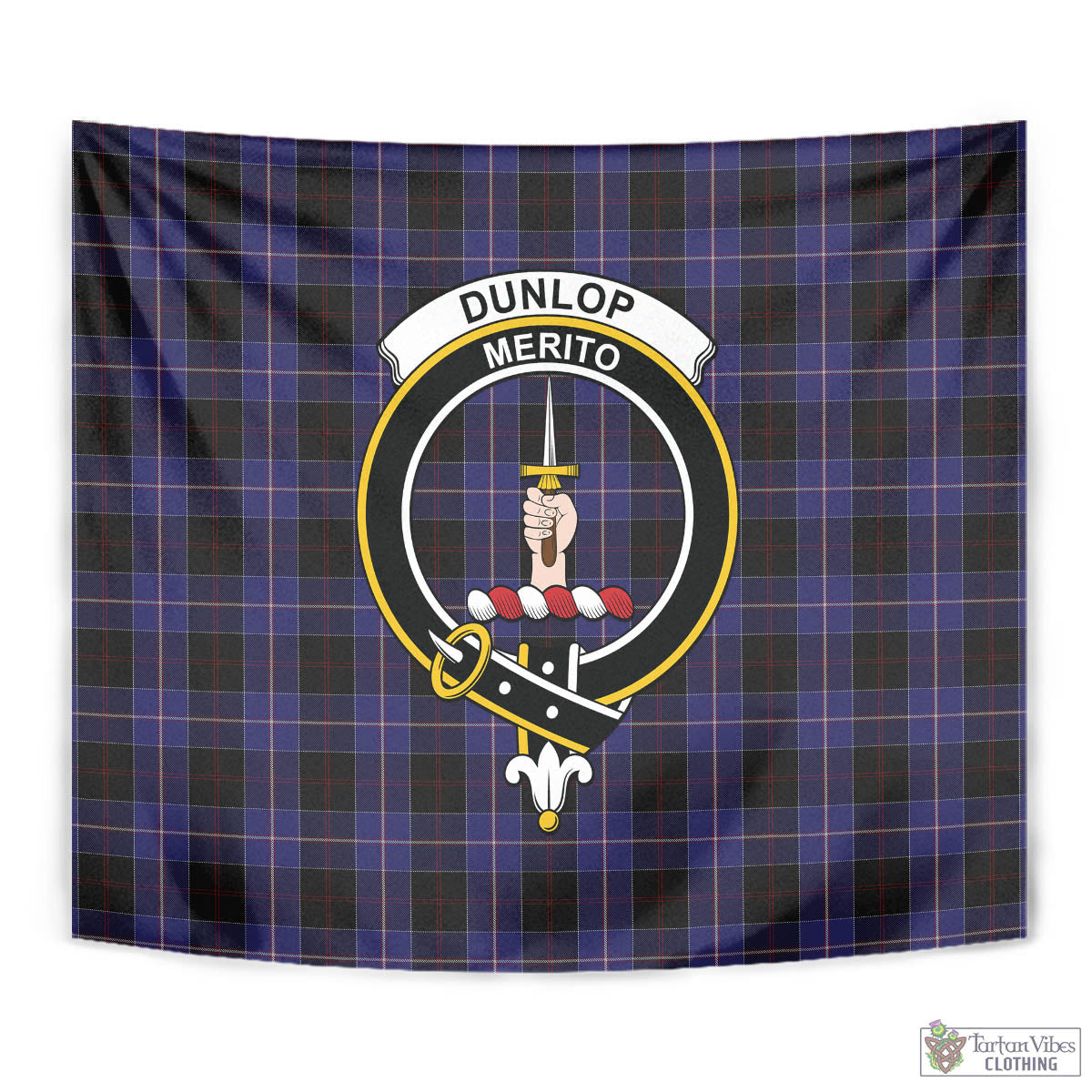 Tartan Vibes Clothing Dunlop Tartan Tapestry Wall Hanging and Home Decor for Room with Family Crest