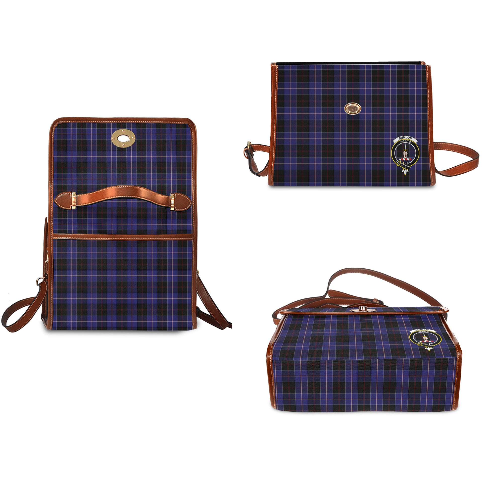 dunlop-tartan-leather-strap-waterproof-canvas-bag-with-family-crest