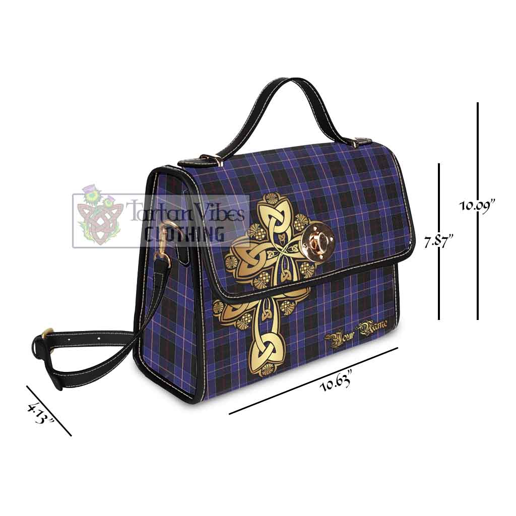 Tartan Vibes Clothing Dunlop Tartan Waterproof Canvas Bag Golden Thistle Celtic Cross Style