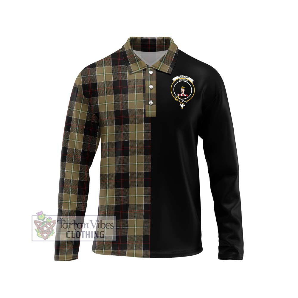 Dunlop Hunting Tartan Long Sleeve Polo Shirt with Family Crest and Half Of Me Style Unisex - Tartanvibesclothing Shop