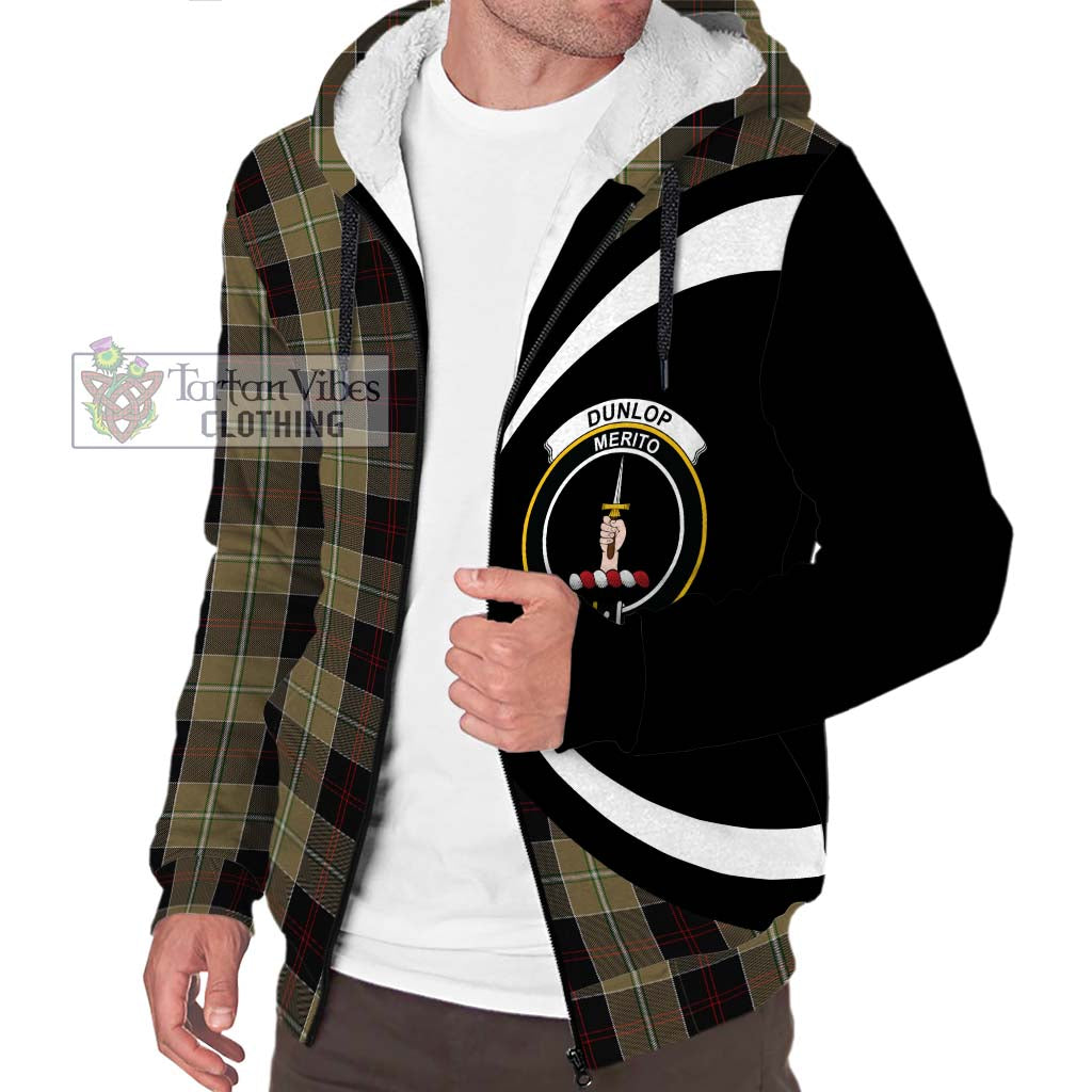 Dunlop Hunting Tartan Sherpa Hoodie with Family Crest Circle Style Unisex S - Tartan Vibes Clothing