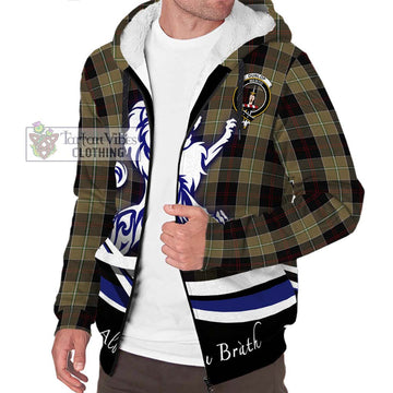 Dunlop Hunting Tartan Sherpa Hoodie with Alba Gu Brath Regal Lion Emblem