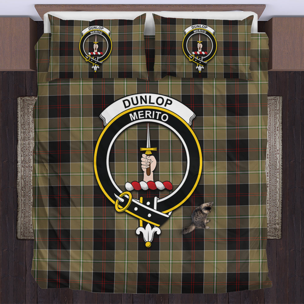 Dunlop Hunting Tartan Bedding Set with Family Crest US Bedding Set - Tartan Vibes Clothing