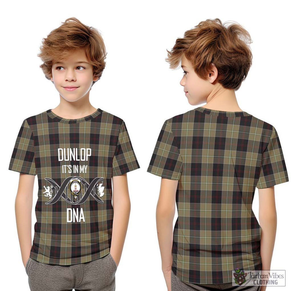 Dunlop Hunting Tartan Kid T-Shirt with Family Crest DNA In Me Style Youth XL Size14 - Tartanvibesclothing Shop