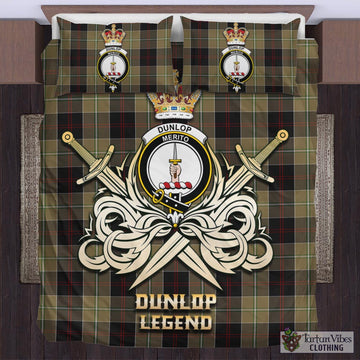 Dunlop Hunting Tartan Bedding Set with Clan Crest and the Golden Sword of Courageous Legacy