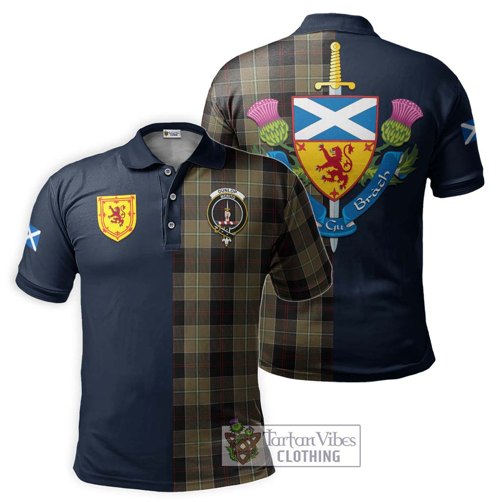 Tartan Vibes Clothing Dunlop Hunting Tartan Polo Shirt with Scottish Lion Royal Arm Half Style