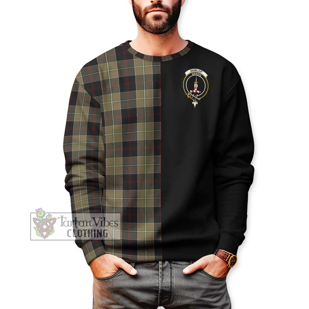 Dunlop Hunting Tartan Sweatshirt with Family Crest and Half Of Me Style Unisex - Tartanvibesclothing Shop