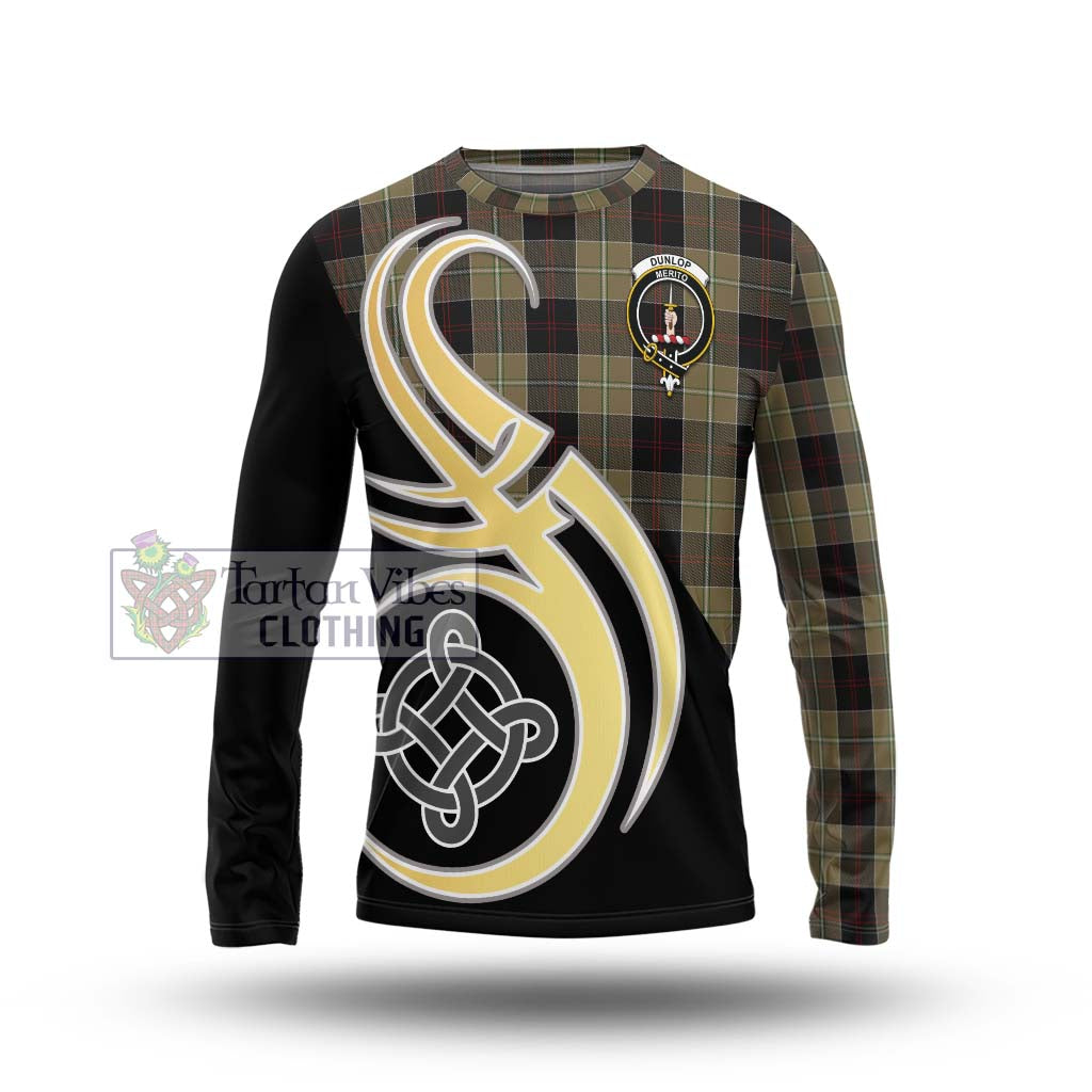 Dunlop Hunting Tartan Long Sleeve T-Shirt with Family Crest and Celtic Symbol Style Unisex - Tartan Vibes Clothing