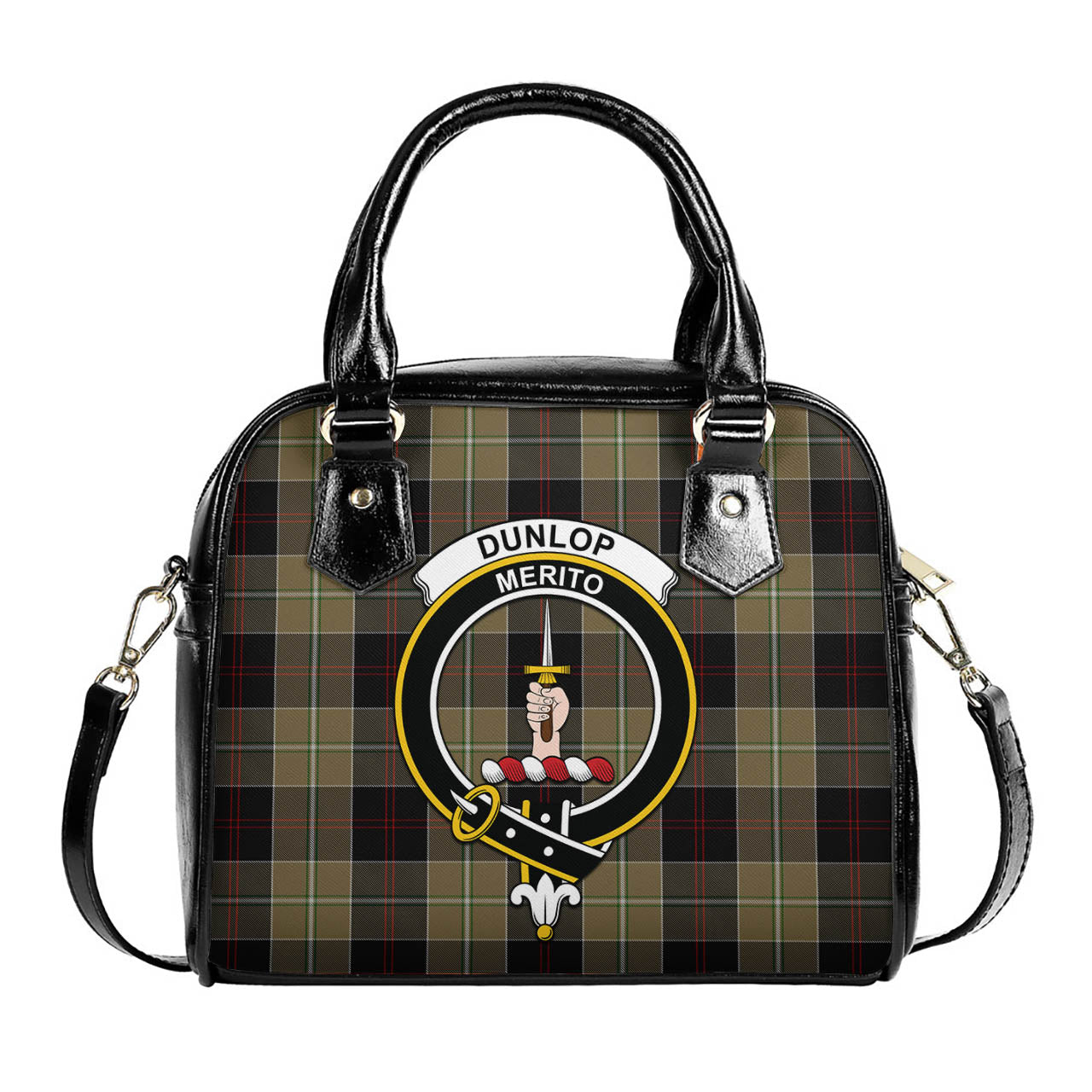 Dunlop Hunting Tartan Shoulder Handbags with Family Crest One Size 6*25*22 cm - Tartanvibesclothing