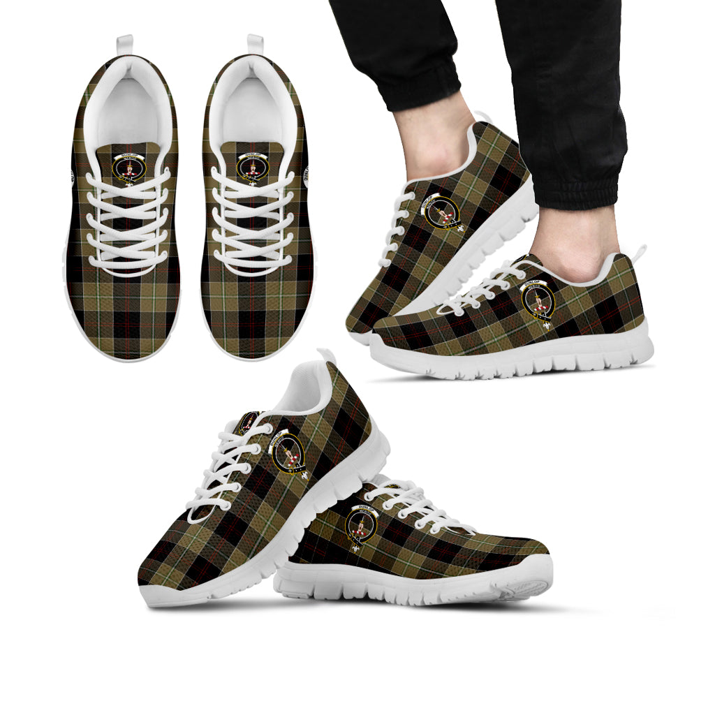 Dunlop Hunting Tartan Sneakers with Family Crest Kid's Sneakers - Tartan Vibes Clothing