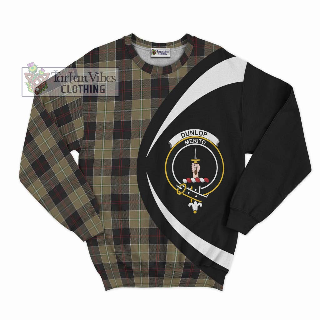 Dunlop Hunting Tartan Sweatshirt with Family Crest Circle Style Unisex - Tartan Vibes Clothing