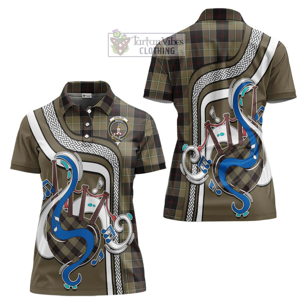 Dunlop Hunting Tartan Women's Polo Shirt with Epic Bagpipe Style Women - Tartanvibesclothing Shop