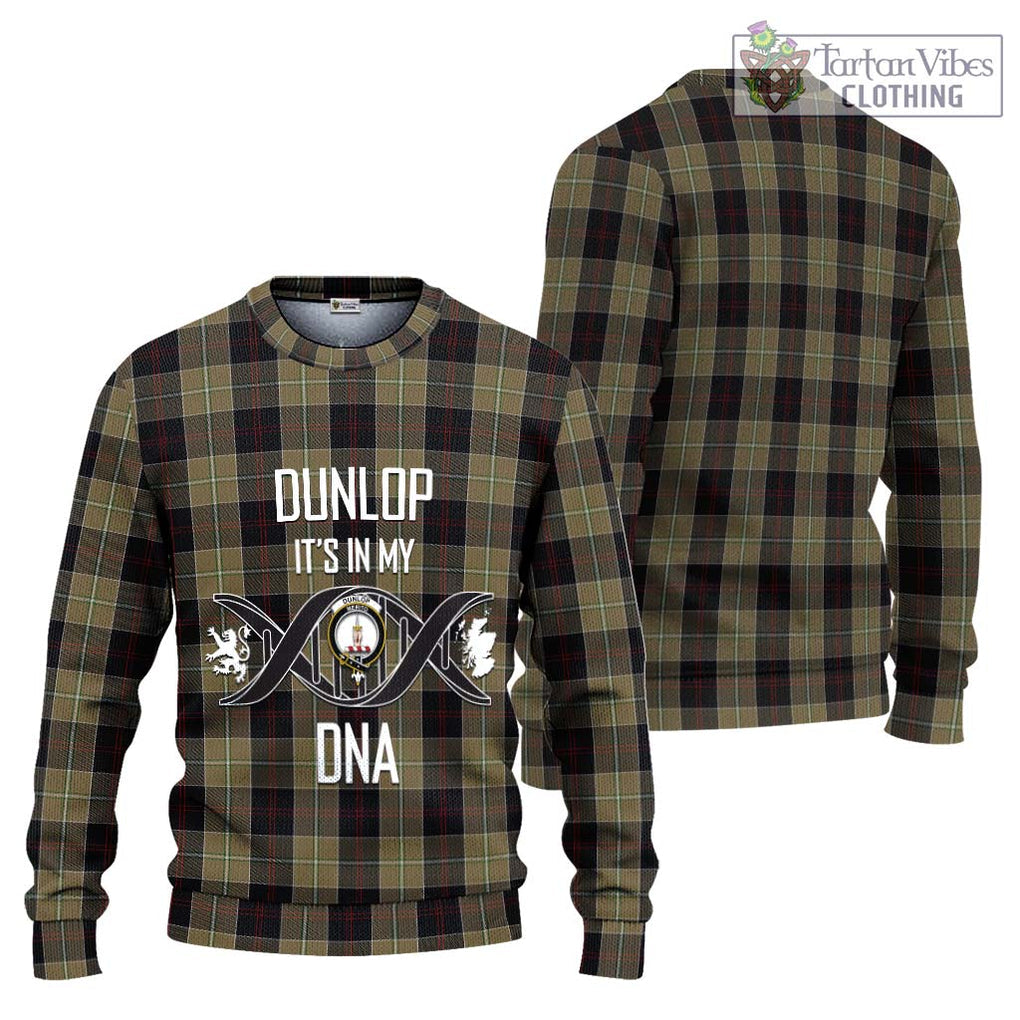 Dunlop Hunting Tartan Knitted Sweater with Family Crest DNA In Me Style Unisex - Tartanvibesclothing Shop