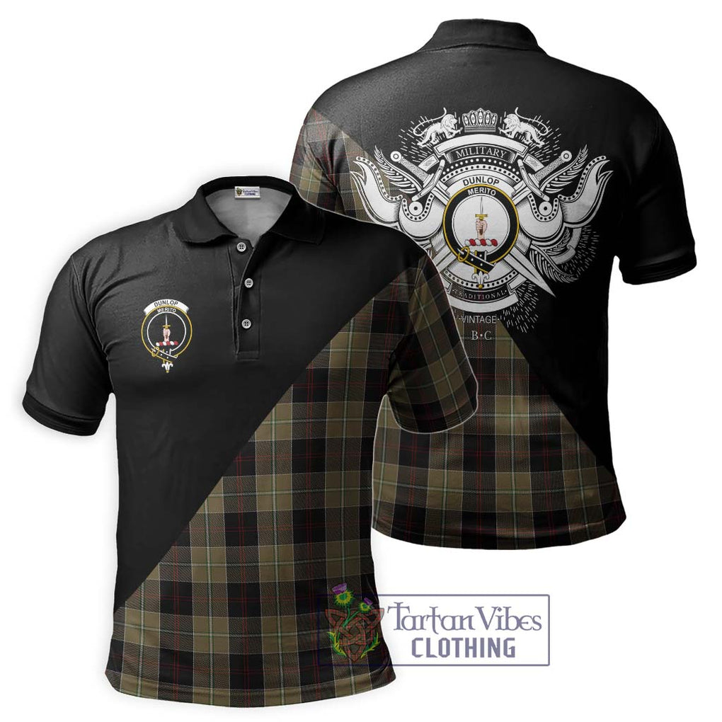 Dunlop Hunting Tartan Polo Shirt with Family Crest and Military Logo Style Kid - Tartanvibesclothing Shop