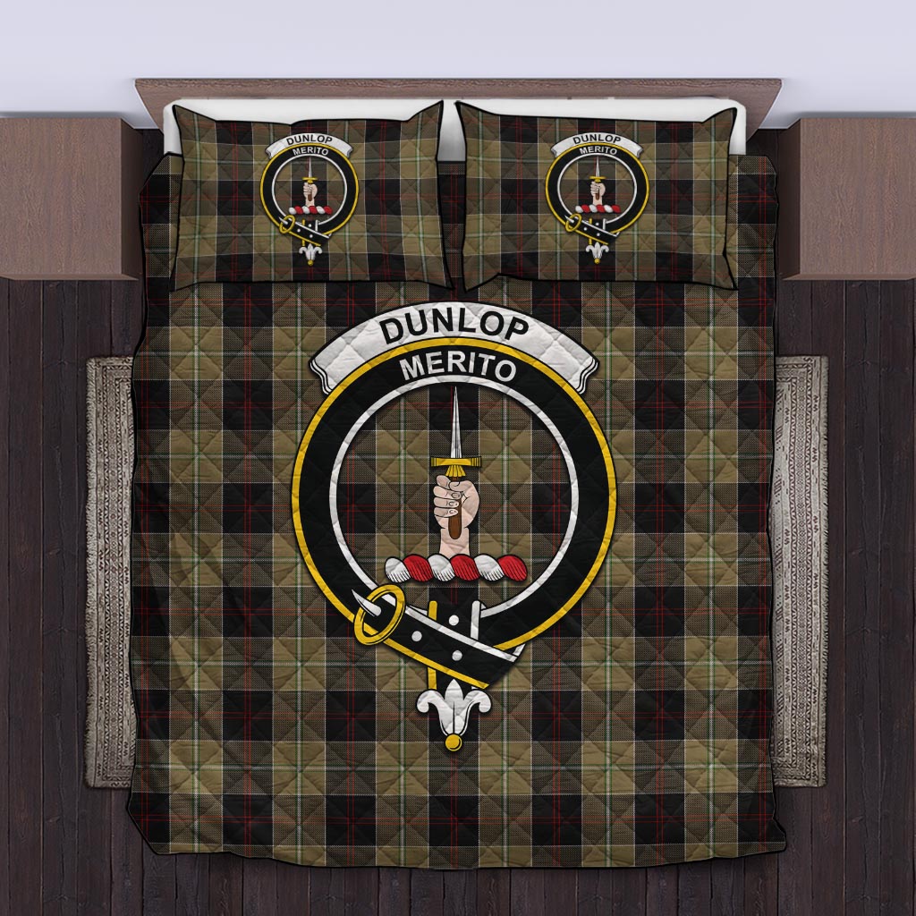 Dunlop Hunting Tartan Quilt Bed Set with Family Crest Twin - Tartan Vibes Clothing