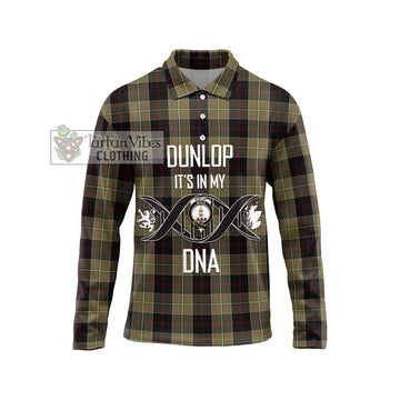 Dunlop Hunting Tartan Long Sleeve Polo Shirt with Family Crest DNA In Me Style