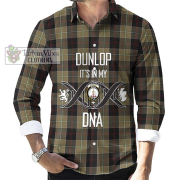 Dunlop Hunting Tartan Long Sleeve Button Shirt with Family Crest DNA In Me Style