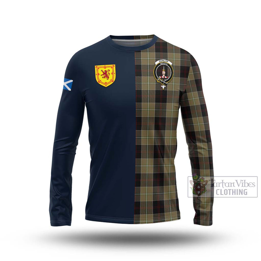 Tartan Vibes Clothing Dunlop Hunting Tartan Long Sleeve T-Shirt with Scottish Lion Royal Arm Half Style