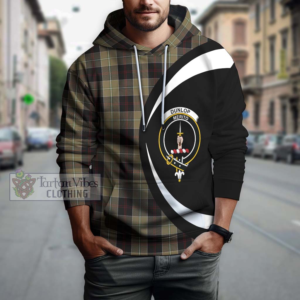 Tartan Vibes Clothing Dunlop Hunting Tartan Hoodie with Family Crest Circle Style