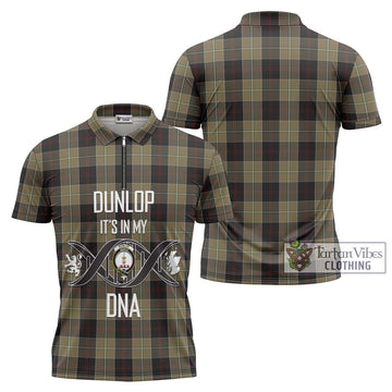 Dunlop Hunting Tartan Zipper Polo Shirt with Family Crest DNA In Me Style