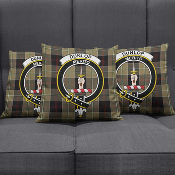 Dunlop Hunting Tartan Pillow Cover with Family Crest