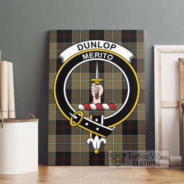 Dunlop Hunting Tartan Canvas Print Wall Art with Family Crest