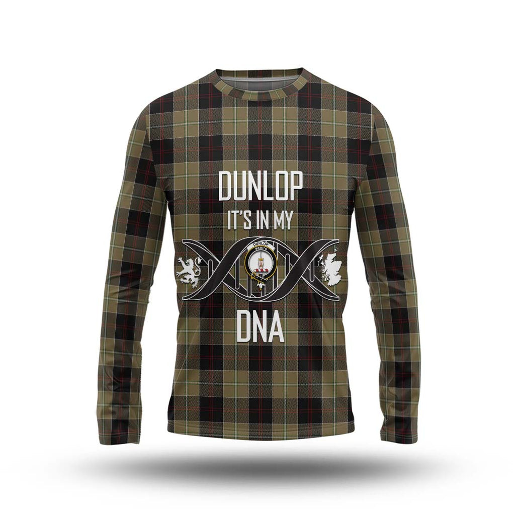 Dunlop Hunting Tartan Long Sleeve T-Shirt with Family Crest DNA In Me Style Unisex - Tartanvibesclothing Shop