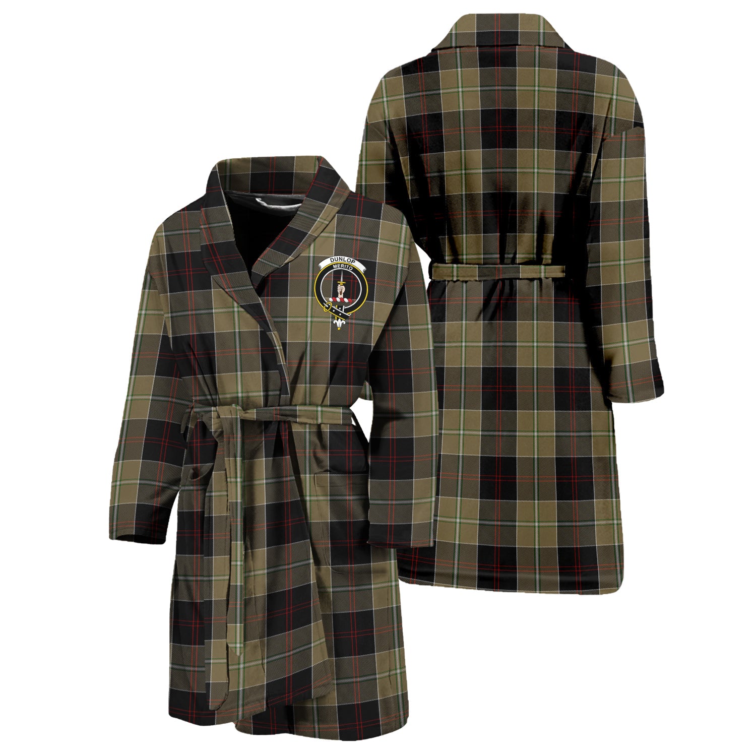 Dunlop Hunting Tartan Bathrobe with Family Crest Unisex S - Tartan Vibes Clothing