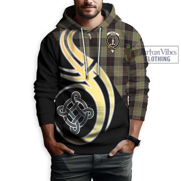 Dunlop Hunting Tartan Hoodie with Family Crest and Celtic Symbol Style