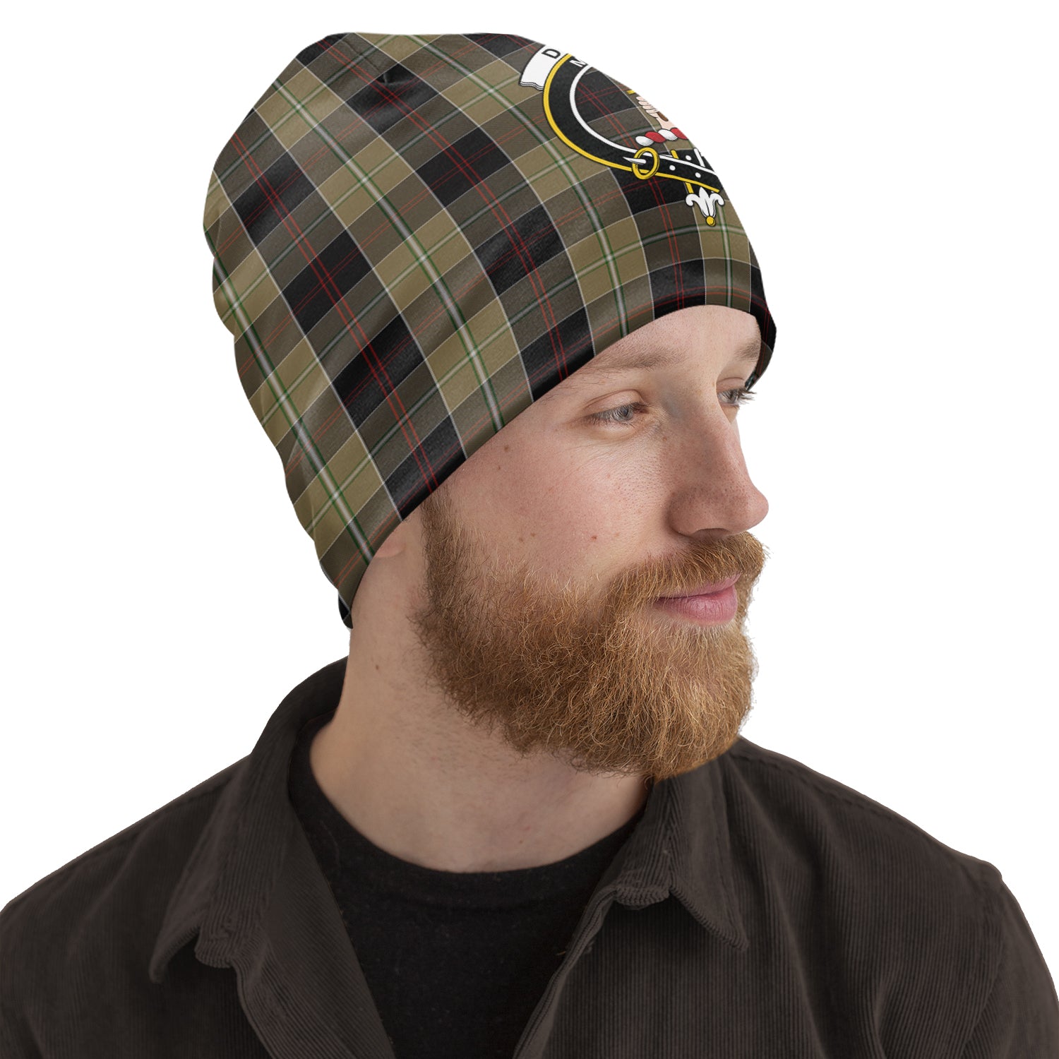 Dunlop Hunting Tartan Beanies Hat with Family Crest One Size 10.5*10.2 inches - Tartan Vibes Clothing