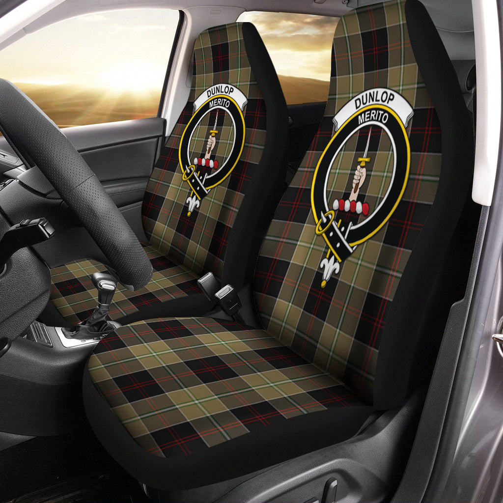 Dunlop Hunting Tartan Car Seat Cover with Family Crest One Size - Tartanvibesclothing