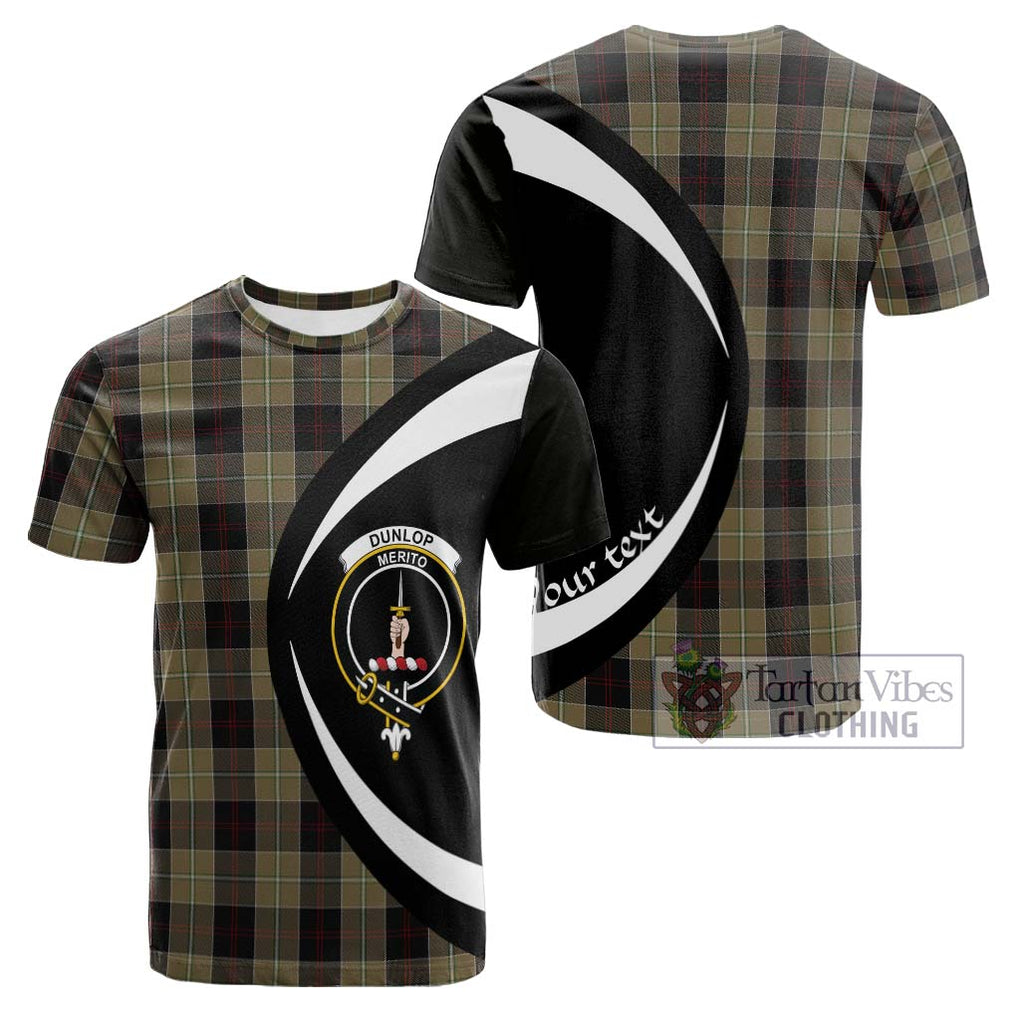 Tartan Vibes Clothing Dunlop Hunting Tartan Cotton T-shirt with Family Crest Circle Style