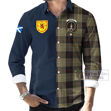 Dunlop Hunting Tartan Long Sleeve Button Shirt Alba with Scottish Lion Royal Arm Half Style