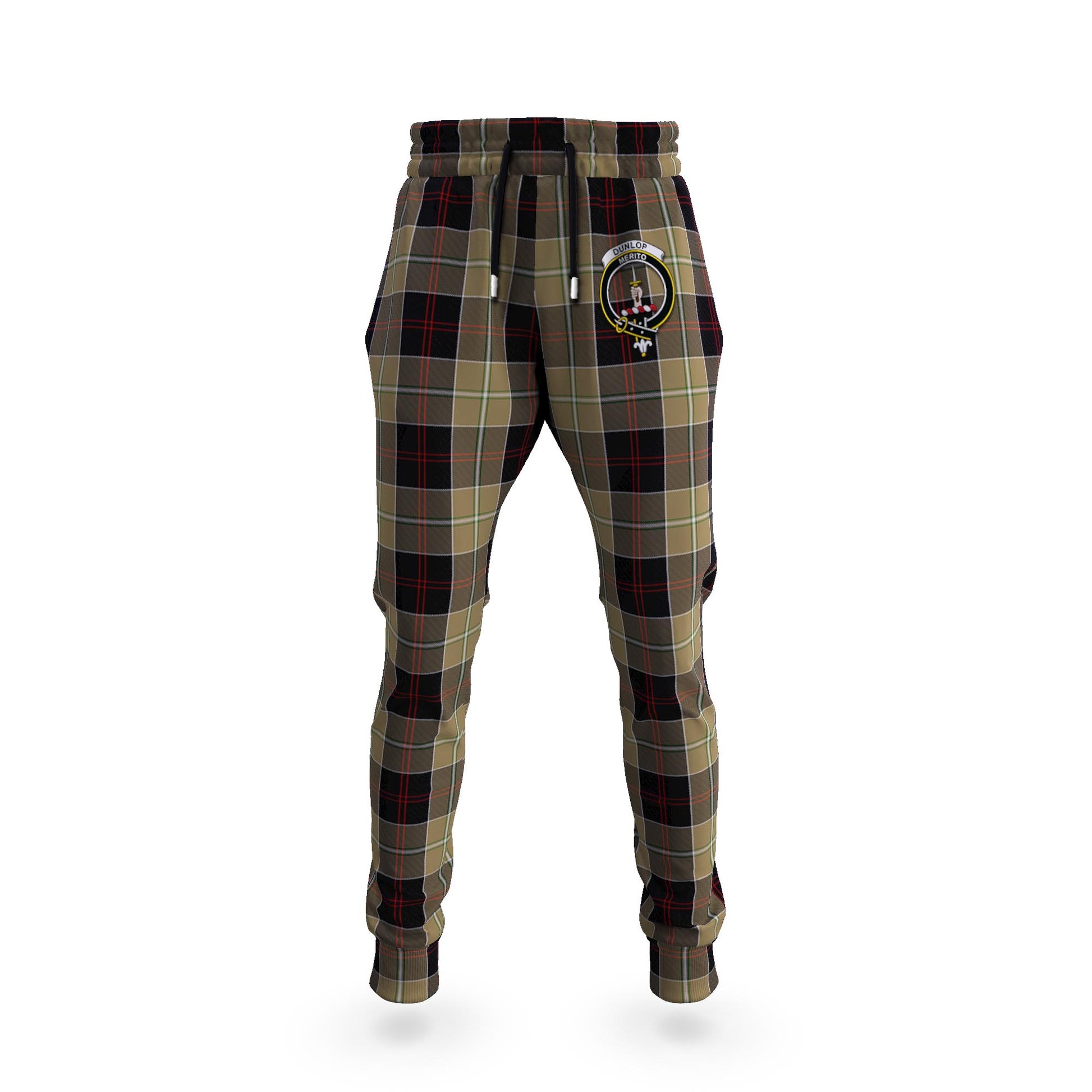 Dunlop Hunting Tartan Joggers Pants with Family Crest 5XL - Tartan Vibes Clothing