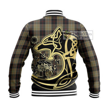 Dunlop Hunting Tartan Baseball Jacket with Family Crest Celtic Wolf Style