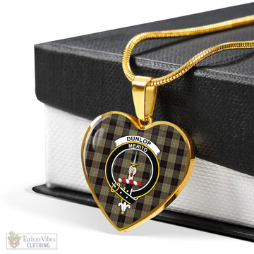 Dunlop Hunting Tartan Heart Necklace with Family Crest