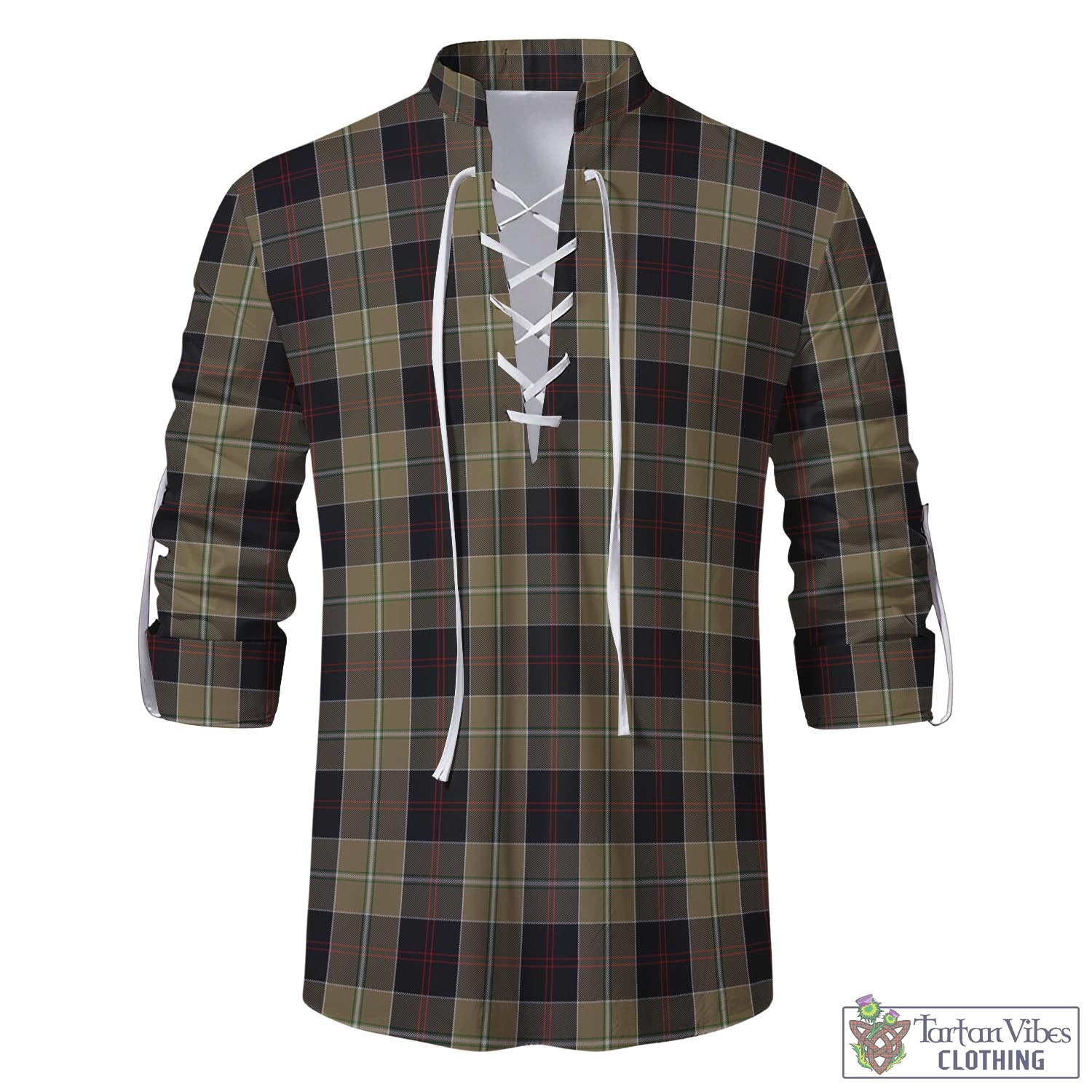 Tartan Vibes Clothing Dunlop Hunting Tartan Men's Scottish Traditional Jacobite Ghillie Kilt Shirt