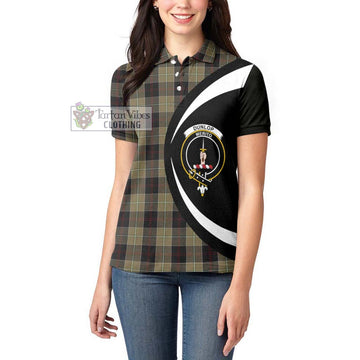 Dunlop Hunting Tartan Women's Polo Shirt with Family Crest Circle Style