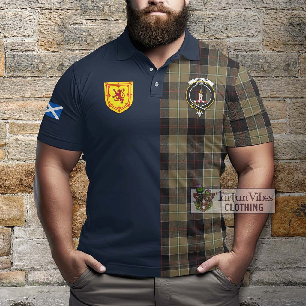 Tartan Vibes Clothing Dunlop Hunting Tartan Polo Shirt with Scottish Lion Royal Arm Half Style