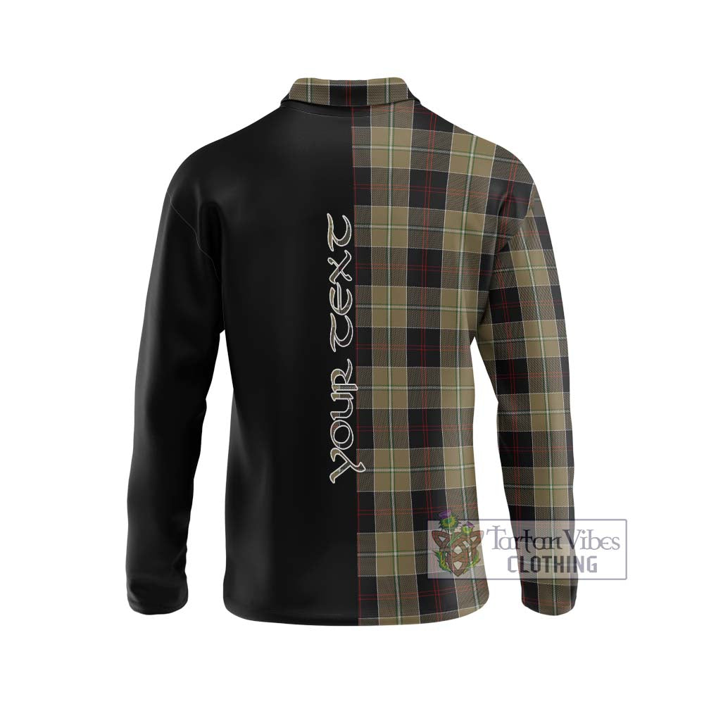 Dunlop Hunting Tartan Long Sleeve Polo Shirt with Family Crest and Half Of Me Style - Tartanvibesclothing Shop