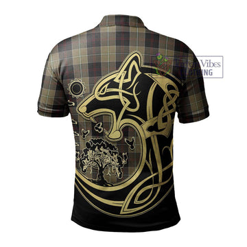 Dunlop Hunting Tartan Polo Shirt with Family Crest Celtic Wolf Style